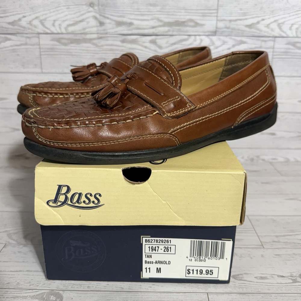 Bass Arnold Shoes Men Sz 11 Brown Leather Loafer Tassels Slip On Casual Classic